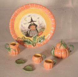 Witch & Pumpkin Teaset by Dominique Levy