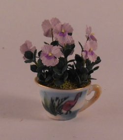Pansy #1 in Antique Porcelain Cup from Japan by Artistic Florals