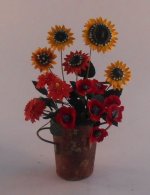 Sunflower Arrangement in Rusted Pot by Paula Gilhooley