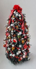 Poinsettia Plaid Christmas Tree Electric by Maria Bevill