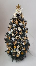 White Poinsettia Christmas Tree Electric by Maria Bevill