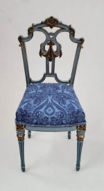 Navy Blue Silk Print Chair by Alison Davies