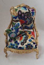 Butterfly Embroidered Antique Silk Chair #1 by Alison Davis
