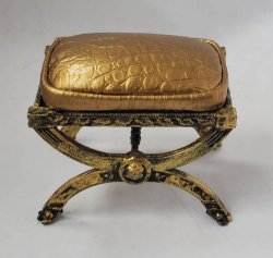 Gold Leather Embossed Crocodile Bench by Alison Davis