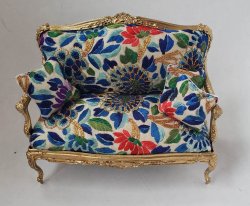 Butterfly Embroidered Antique Silk Sofa by Alison Davis