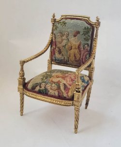 Louis XVI Chair Upholstered in Pettiepoint #1 by Alison Davis