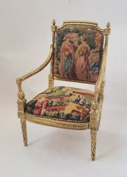 Louis XVI Chair Upholstered in Pettiepoint #2 by Alison Davis
