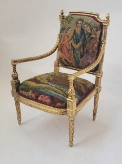 Louis XVI Chair Upholstered in Pettiepoint #3 by Alison Davis