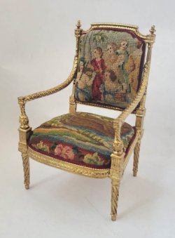 Louis XVI Chair Upholstered in Pettiepoint #5 by Alison Davis