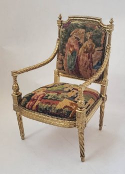 Louis XVI Chair Upholstered in Pettiepoint #4 by Alison Davis