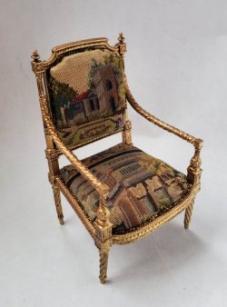 Louis XVI Chair Upholstered in Pettiepoint #7 by Alison Davis