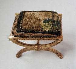 Stool Upholstered in Pettiepoint by Alison Davis
