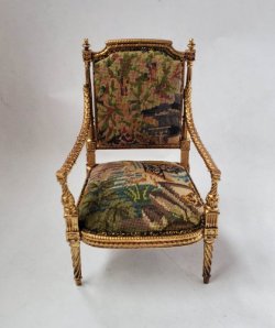 Louis XVI Chair Upholstered in Pettiepoint #8 by Alison Davis