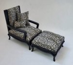 Zebra Silk Print Bergere Chair/Footstool by Alan Barnes/Tarbena