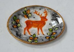 Gien Rambouillet Oval Platter Deer by Christopher Whitford