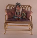 Doll & Teddy Bear on Settee by Gale Elana Bantock