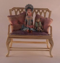 Doll & Teddy Bear on Settee by Gale Elana Bantock