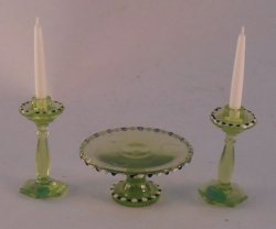 Check Cake Stand w/Pair of Candlesticks by Syreeta's
