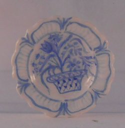 French Faience Faux Bois Blue & White Plate by Henry Bart