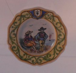 Quimper Yellow Border Plate by Dominique Levy