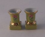 Green Floral Pair of Urns by Ron Benson