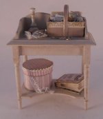 Table w/Sewing Items by S.Gustavian