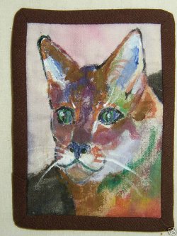 Hand Painted on Fabric Quilt Wallhanging Cat Hand Painted on Fabric Quilt Wallhanging Cat