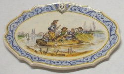 Quimper Tray Children in Boat by Dominique Levy