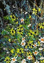 Yellow Flower Border Painting by Helene Howes Yellow Flower Border Painting by Helene Howes
