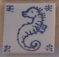 Hand Painted Porcelain Tile Sealife #2 by Tiny Ceramics