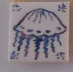 Hand Painted Porcelain Tile Sealife #3 by Tiny Ceramics