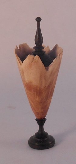 Ruffled Burl Wood Compote 17-4 by Hermann Straeten
