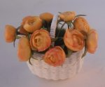 Pastel Roses in White Basket by Gosia Suchodolska