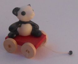 Pull Toy #3 Panda by Erzgebirgische Miniaturen
