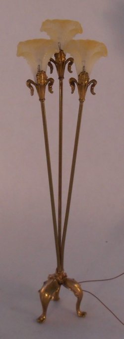 Triple Floor Lamp Yellow Shades by Jim Pounder
