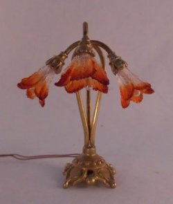 Triple Curved Lamp Amber Shades by Jim Pounder