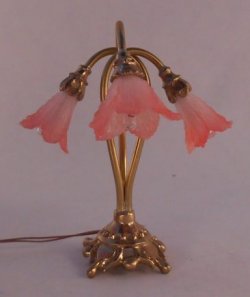 Triple Curved Lamp Pink Shades by Jim Pounder