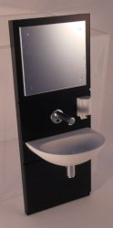 Wall Sink/Mirror/Soap Dispencer Black by Delph
