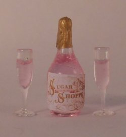 Nutcracker Suite Pink Champaigne Bottle & 2 Glasses by Cimen