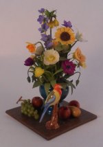 Arrangement w/ Grain de Sable Porcelain Parrot by Marie Claude