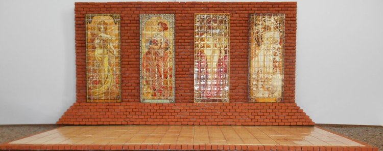 Art Nouveau Garden Scene by Tiny Ceramics - Click Image to Close