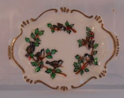 Chickadee and Holly Handled Tray by Christopher Whitford