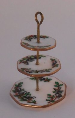 Chickadee and Holly 3-tir Tidbit by Christopher Whitford