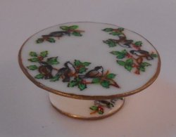 Chickadee and Holly Cake Stand by Christopher Whitford