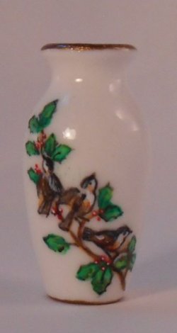 Chickadee and Holly Vase by Christopher Whitford