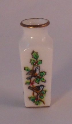 Chickadee and Holly Square Vase by Christopher Whitford
