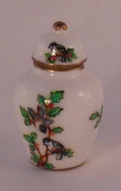 Chickadee and Holly Temple Jar by Christopher Whitford