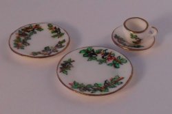 Chickadee and Holly Place Setting by Christopher Whitford
