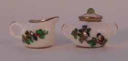 Chickadee and Holly Creamer & Sugar by Christopher Whitford