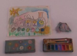 Watercolor Set w/Painting by Bernard Lefebvre
